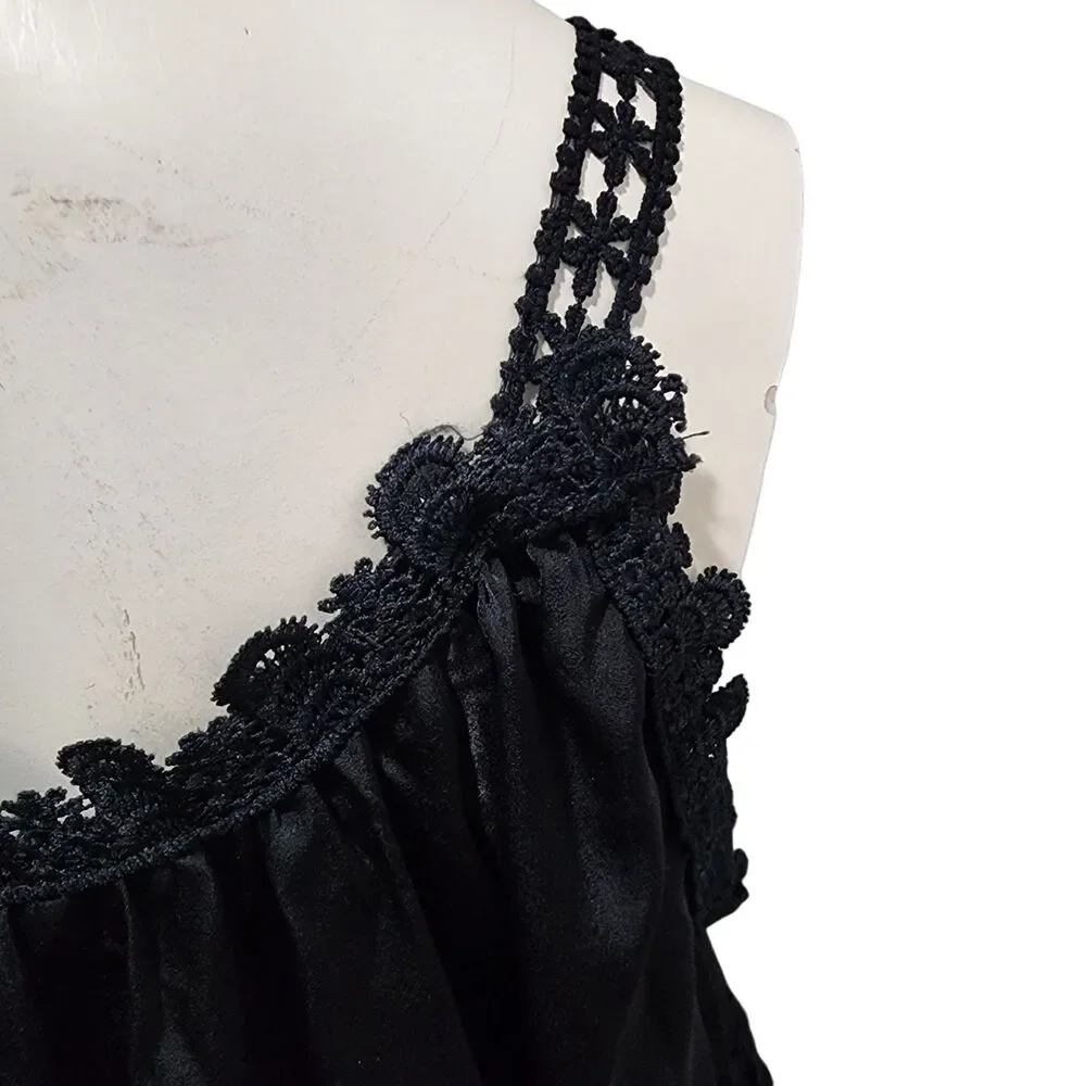 Meet.Curve Black Lace Swim Cover Up One Size Boho‎ Sheer Beach Resort